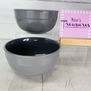 Mainstays CHIARA Gray Solid Embossed Rings Stoneware Soup Cereal Bowls Set of 2